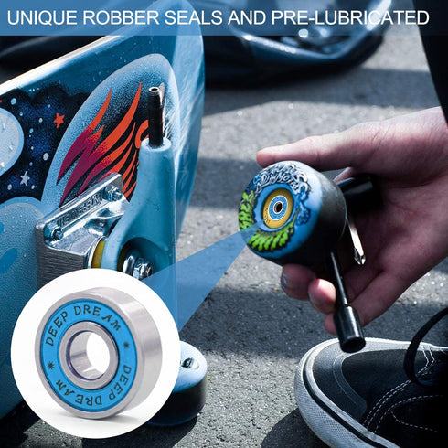 Premium 50Pcs 608rs Bearings Skateboard Bearings ABEC Bearings Chrome Steel Ball Bearing Longboard Bearings(8x22x7mm) for Quad Skate Double Rubber...