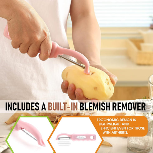Spring Chef Premium Swivel Vegetable Peeler, Soft Grip Handle and Ultra Sharp Stainless Steel Blades - Perfect Kitchen Peeler For Veggie, Fruit, P...