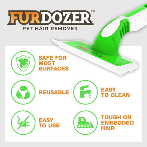 FurDozer X6 Pet Hair Remover & Auto Detailing Tool - Cat & Dog Hair Remover for Carpets, Car Interiors, Couches, Bedding, & Pet Furniture - Reusab...