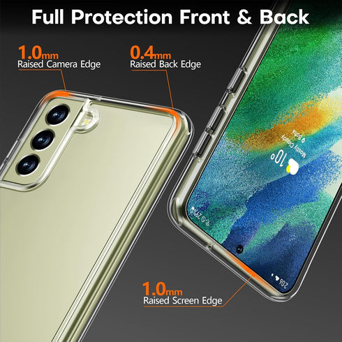 Rayboen for Samsung Galaxy S21 FE 5G Case with 2X Soft Screen Protector, Crystal Clear Hybrid Designed Protective Shockproof Slim Phone Cover for ...