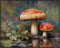 Posterizer 1 pcs-cute mushrooms in the wild-oil painting style 1-Floral & Botanical Art-Landscape & Nature Art-Decor for Home & Office- unframed w...