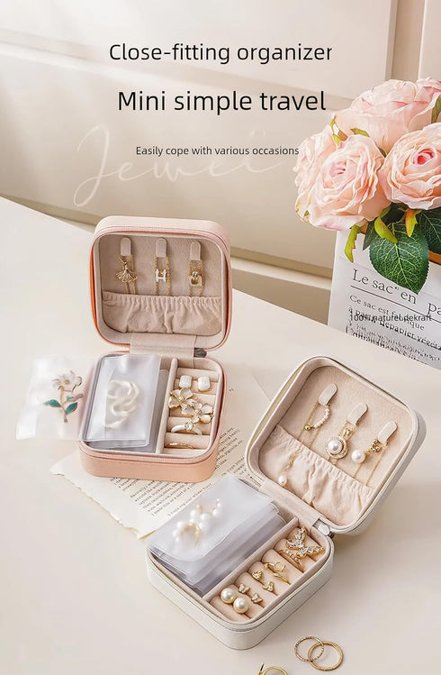 KEIGPERICompact Travel Jewelry Storage Box With 6 Antioxidant Bags Jewelry Box -Travel Jewelry Case Perfect Sweet 16 Gift Easter Basket Stuffers (...