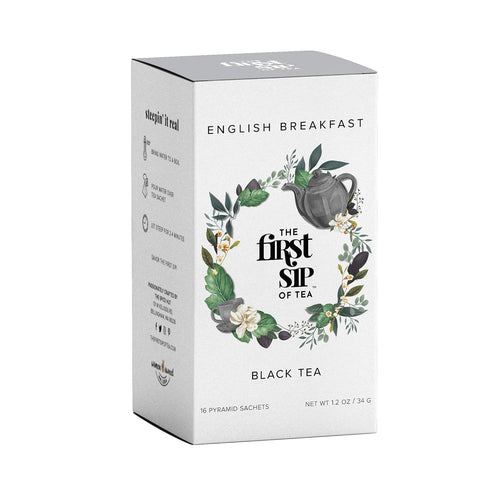 English Breakfast Black Tea, Pyramid Sachet Tea Bags, High Caffeine Afternoon Tea, 100% Pure Unflavored Black Tea, Hot & Iced - 16 Cups | The Spic...