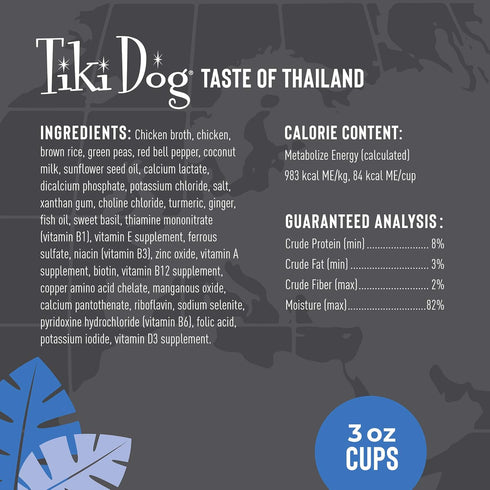 Tiki Dog Taste of The World - Dog Wet Food - Whole Foods - Thailand! Chicken Curry - 3 oz Cup...