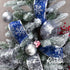 Ribbli Christmas Ribbon Wired Blue and Silver Christmas Tree Ribbon Blue Glitter Christmas Wired Ribbons for Tree, Crafts,Gift Wrapping, Wreaths, ...