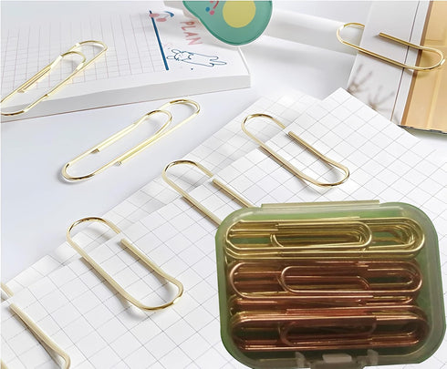 30 Pcs Jumbo Paper Clips - 2 Inch Large Metal Paperclips for Office & School Organization, Party/Wedding Decor, DIY - Gold & Rose Gold (U-SHAPED)...