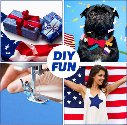 Hosuly 40 Pcs Patriotic Fabric Memorial Day Fabric Strips 4th of July Quilting Roll 2.6 Inch Independence Day Patchwork Roll Fabric Red Blue White...