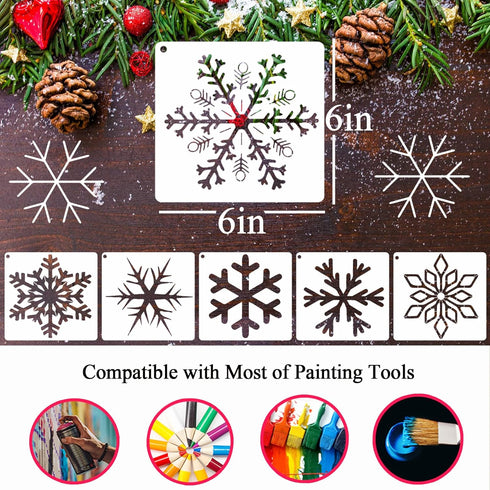 25PCS Christmas Snowflake Stencils for Painting, Winters Snow Stencil Snowflake Paint Window Template for Drawing on Window Glass Card DIY Craft P...
