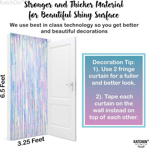 KatchOn, Neon Iridescent Streamers - Pack of 2 | Iridescent Party Decorations | Mermaid Birthday Decorations | Fringe Backdrop for Anniversary, En...