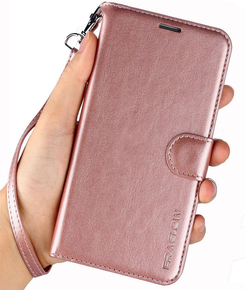 Galaxy A10E Wallet Case, Premium PU Leather Flip Cover with Card Slots & Kickstand - Rose Gold...