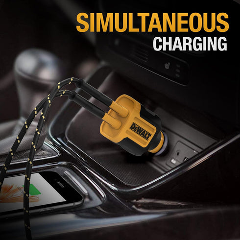 DEWALT 2-Port USB Car Charger — 24W Fast Charge Dual Port USB-A for iPhone 14 13 12 11 Pro Max X XR XS 8 Plus 6s iPad — Compatible with Samsung Ga...