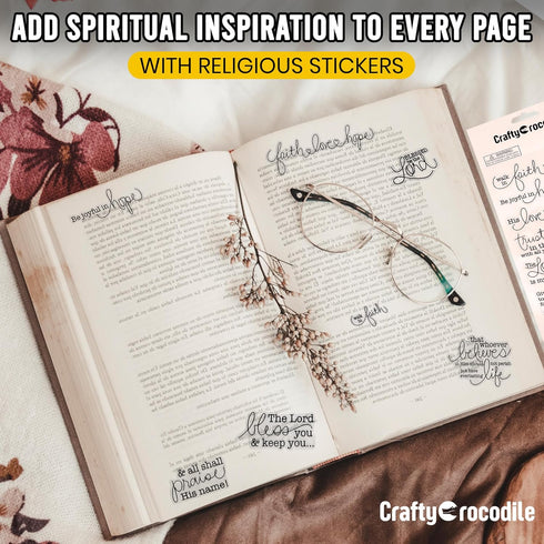 CraftyCrocodile Religious Christian Bible Stickers - Clear Handwritten Inspirational Prayer Faith Scripture Biblical Stickers for Scrapbooking and...