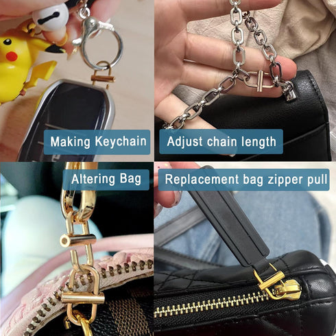 CooBigo 6 PCS Bag Chain Shortener Clip Adjustable Metal Buckles, Chain Shortener for Purse Chain Strap Clip Handbags Buckle Clasp Hardware Making ...