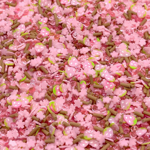 Pink Strawberry Mix with Pearls, Polymer Clay Sprinkle Mix (NOT Edible)...