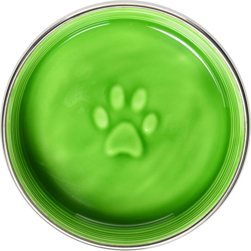Loving Pets - Le Bol Dog Food Water Bowl Enamel Ceramic Bowl No Tip Stainless Steel Pet Bowl No Skid Spill Proof (Large, Chartreuse)...