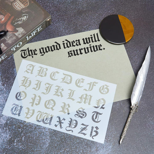 8 Pieces Lettering Stencils Calligraphy Letter Stencils Gothic Font Stencil Templates Alphabet Number Templates Plastic Number Drawing Painting St...