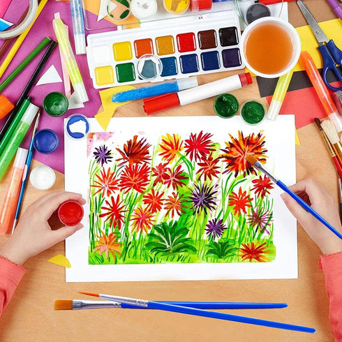 60 Pcs Paint Brushes for Kids/Students/Teens/Beginners, Watercolor/Oil/Acrylic Paint Brush Set for Art Class Painting, Plastic Handle Small Paintb...