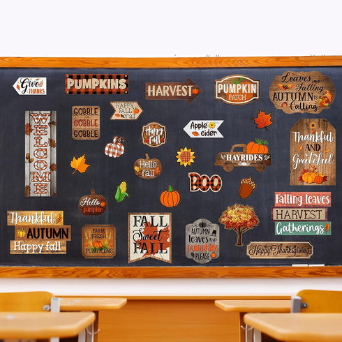 29 Pieces Home Sweet Classroom Fall Bulletin Board Decorations Welcome Pumpkins Happy Fall Thanksgiving Borders Decor Cutouts Accents for Autumn H...