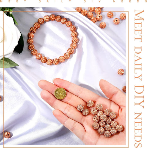 Hicarer 120 Pcs Rhinestone Beads for Bracelets Pen Making 10mm Shiny Crystal Diamond Clay Disco Ball Polymer Round Bead Bulk for Crafting Jewelry ...