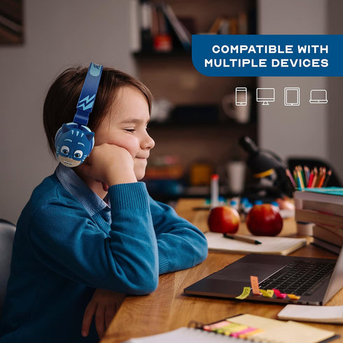 PJ Masks Over-Ear Headphones for Kids - Adjustable Headband, Stereo Sound, Tangle-Free Cable, Volume Control, and 3.5mm Jack - Perfect for School,...