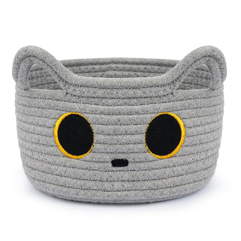 Small Storage Basket, Cat Basket Cotton Rope Woven Baskets for Nursery, Baby Blanket Basket Organizer for Toys,Towels,Clothes, Baby Toy Storage Ba...