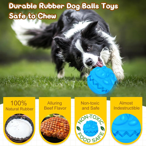 Indestructible Dog Balls Treat Dispensing Dog Toys for Aggressive Chewers Large Medium Breed, Dog Chew Toys Balls for Aggressive Chewers, Interact...
