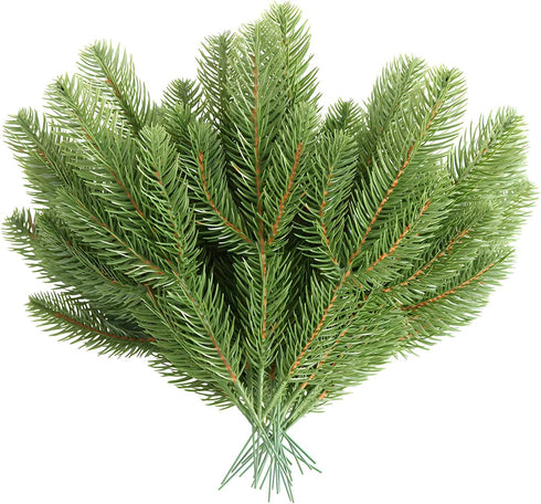 30pcs Artificial Pine Branches Green Plants Pine Needles DIY Accessories for Garland Wreath Christmas and Home Garden Decor...
