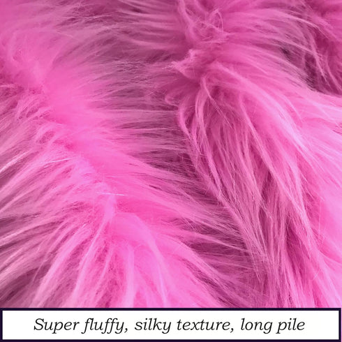 Bianna Bubblegum Pink Faux Fur Fabric, 60 inches Wide Options, American Seller, Luxury Shag Shaggy Material for Crafting, Sewing, Costumes, Fursui...