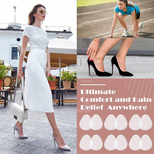 12 Pieces Metatarsal Pads Gel Ball of Foot Cushions Soft Pain Relief Forefoot Support Gel Foot Pads for Women Men Cushioning Foot Pain Plantar Fas...