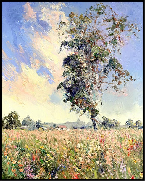 Posterizer 1 pcs-oil painting style-vibrant field with flowers-classics inspired 4-Landscape & Nature Art-Vintage Art-Gift for Art Lovers- unframe...
