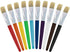 U.S. Art Supply 10-Piece Large Flat Chubby Hog Bristle Tempera Paint Brush Set - Fun Party, School, Student, Class Craft Painting - Beginners Star...