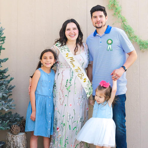 Neutral Sage Green Mom to Be Sash Baby Shower Dad To Be Pin, Gold Glitter Letters Eucalyptus Leaves Greenery Satin Sash Corsage for Pregnant Mommy...
