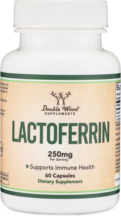 Double Wood Supplements Lactoferrin 250mg per Serving (60 Capsules) Patented Bioferrin Lactoferrin - Superior Iron Supplement for Iron Deficiency ...