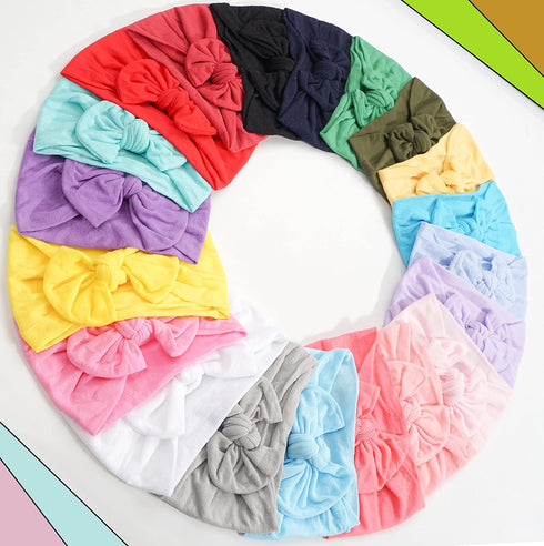 CÉLLOT 20 Colors Super Stretchy Soft Knot Baby Girl Headbands with Hair Bows Nylon Head Wrap For Newborn Baby Girls Infants Toddlers Kids...