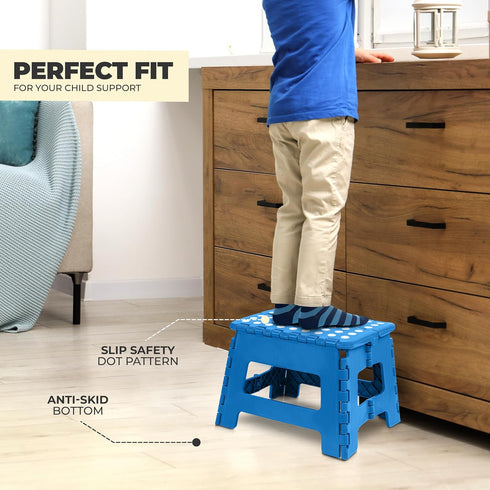 Utopia Home Folding Step Stool - (Pack of 1) Foot Stool with 9 Inch Height - Holds Up to 300 lbs - Lightweight Plastic Foldable Step Stool for Kit...