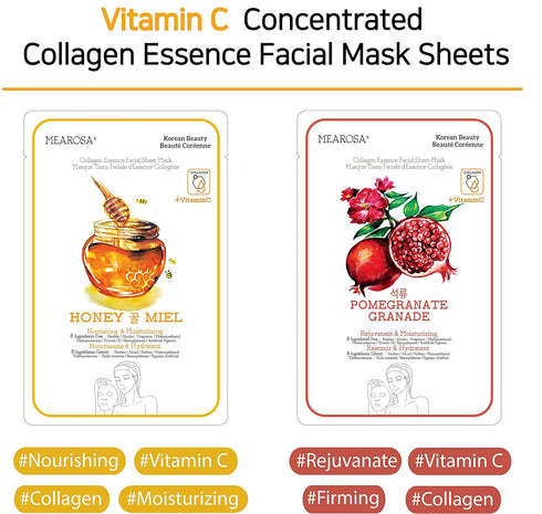 Vitamin C Collagen Firming Essence Face Mask Beauty Facial Mask Sheet Mask Korea Skin Care Premium Quality (8 pack)...