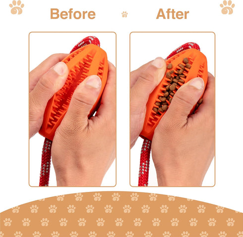 Interactive Dog Chew Toy with Rope for Aggressive Chewers - Tugging and Tossing - Puppy Training - Dispenses Treats and Food - Toothbrush for Pet ...