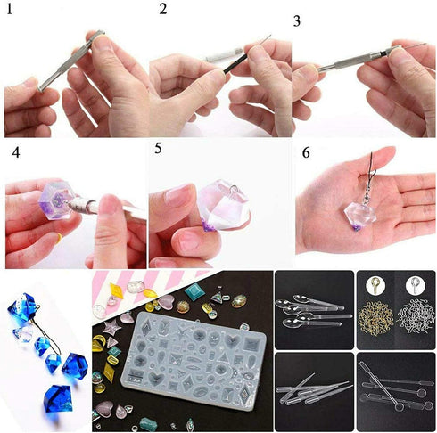 BRAVECOW 229Pcs DIY Jewelry Resin Casting Molds Silicone Epoxy Spoon Kit Craft Necklace Jewelry Pendant Making for Resin Crafts Beginners...