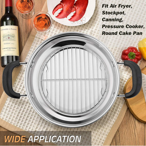 P&P CHEF 10½ Inch Cooking Rack Round, Stainless Steel Round Rack for Cooking Cooling Steaming Baking, Fit Air Fryer Pot Pressure Cooker, 2 Pack -O...