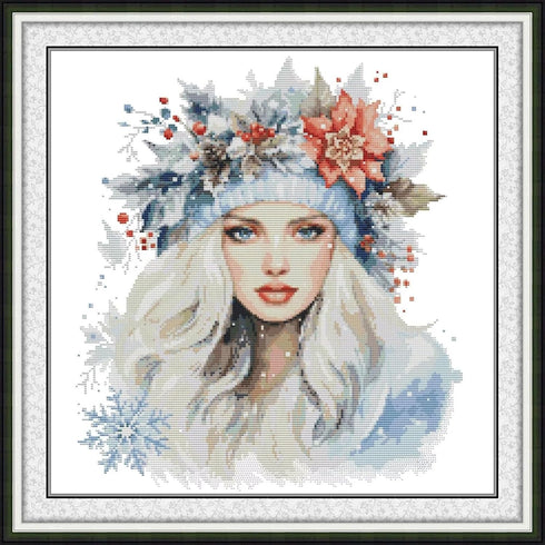 ITSTITCH Stamped Cross Stitch Kits - Full Set of Embroidery for Beginners or Adults,14 CT 2 Strands DIY Angel of Winter Patterns Counted Arts Craf...