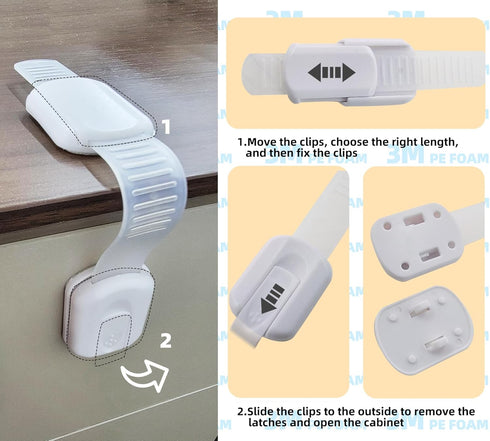 Cabinet Locks Baby Proofing (10 pack) Child Safety Cabinet Locks Drawer Cupboard Fridge Trash Can Furniture Kitchen Ovens Washroom Toilet Seats Lo...