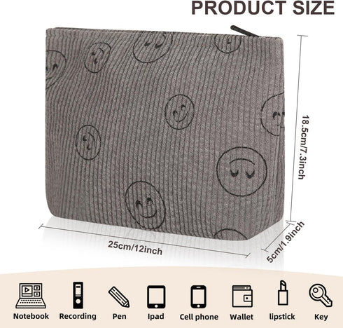 Cosmetic bag Makeup bag Preppy Cute Corduroy Toiletry bag for women travel essentials (greygrey)...