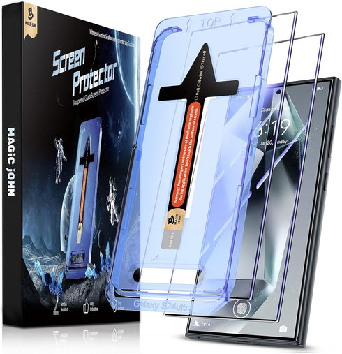 MAGIC JOHN 2 Pack for Samsung Galaxy S24 Ultra Tempered Glass Screen Protector, Auto Dust-Elimination Installation, Bubble Free, HD Clear, Easy In...