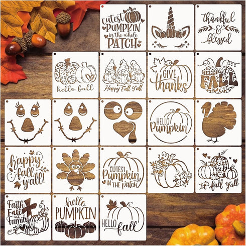 Fall Stencils Autumn Thanksgiving Stencils for Painting on Wood Crafts Pumpkin Template Paint Stencils for Door Mats Wood Burning Art Craft Canvas...
