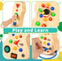 Montessori Toddler Busy Board Toy Busy Board with 15 LED Light Wooden Guitar Busy Board Toy Sensory Toy Light Switch Toy for Toddler and Baby...
