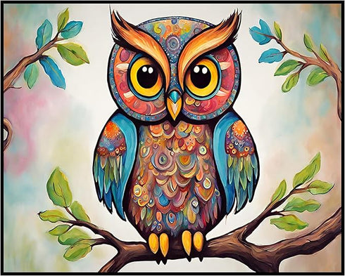 Posterizer 1 pcs- psychedelic funky hippie colorful owl print 6-Fantasy & Fiction Art-Retro Art- Living Room Bedroom Decor- unframed wall art...