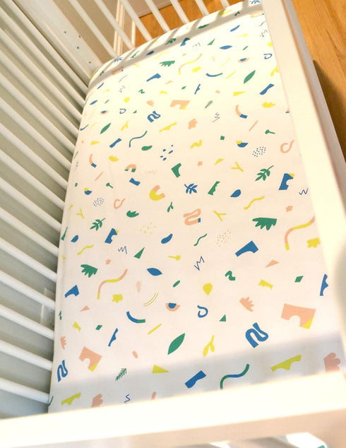 Fitted Crib Sheet Geometric Neutral Pattern for Boys and Girls Modern Shapes Soft Jersey Organic Cotton GOTS Certified Soft Luxurious Crib Sheets ...