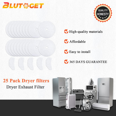 25PCS Cloth Dryer Exhaust Filter for Panda by Blutoget - Universal Dryer Lint Filter Cloth-Compatible for Panda Magic Chef Avant Sonya Dryer - 20 Exhaust Filter & 5 Air Intake Filter