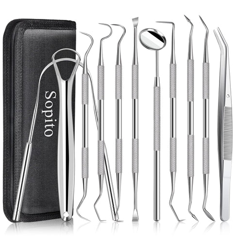 Dental Tools, Sopito 11PCS Teeth Cleaning Tools Stainless Steel Dental Scraper, Home Use Basic Dental Tool Set...