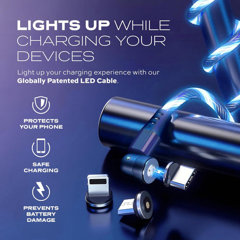 Statik GloBright 360 Magnetic Charging Cable, Light Up Charging Cable, Magnetic USB C Charging Cable, LED Charging Cable, Magnetic Charger Cable, ...
